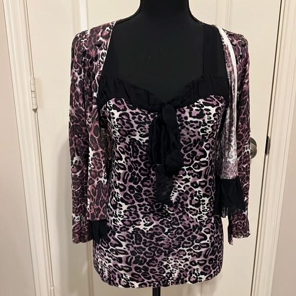Vintage Bebe leopard print embellished twin set - Picture 1 of 8